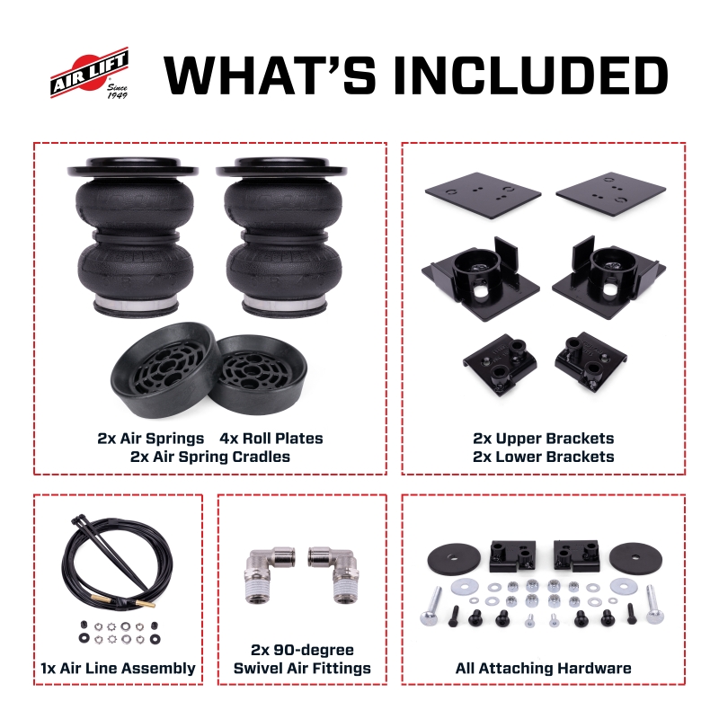 Jeep Gladiator Suspension Leveling Kit - Air Lift - LoadLifter 5000 Air Spring Kit with Universal Air Spring Cradles - `20-`25